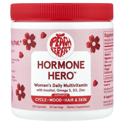 Peach Perfect Hormone Hero™ Женские ежедневные мультивитамины, 120 капсул