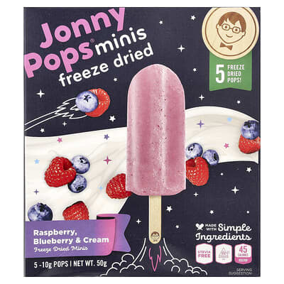 Сублимированные мини-десерты JonnyPops Raspberry Blueberry & Cream 5 Pops 10 g Each
