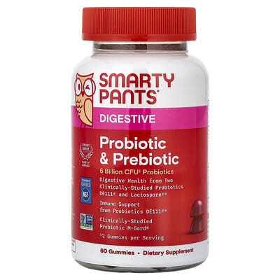 Пробиотические и пребиотические мармеладки SmartyPants Digestive, Grape, 60 шт.