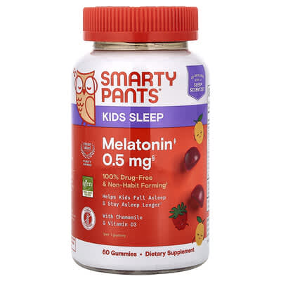 Детские жевательные витамины SmartyPants Melatonin, клубника-манго, 60 штук