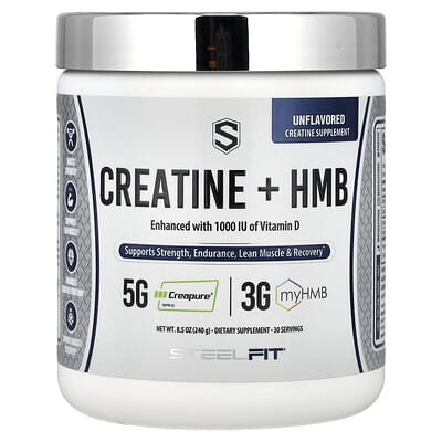 Creatine + HMB, Unflavored, 8.5 oz (240 g)