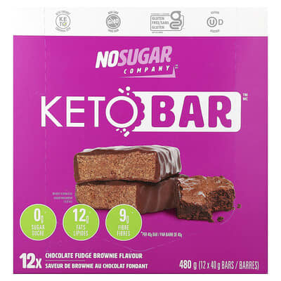 Keto Bar™, Chocolate Fudge Brownie, 12 Bars, 40 g Each