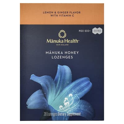 Леденцы Manuka Honey, лимон и имбирь, MGO 600+, 20 шт.