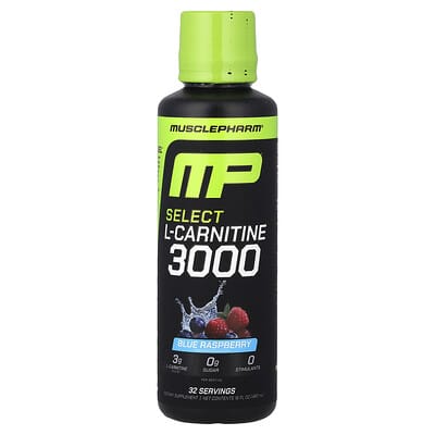 MusclePharm Select L-Carnitine 3000, голубая малина, 16 fl oz (480 ml)