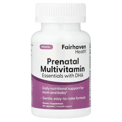 Мультивитамины Prenatal Essentials с DHA, лимонный вкус, 60 капсул