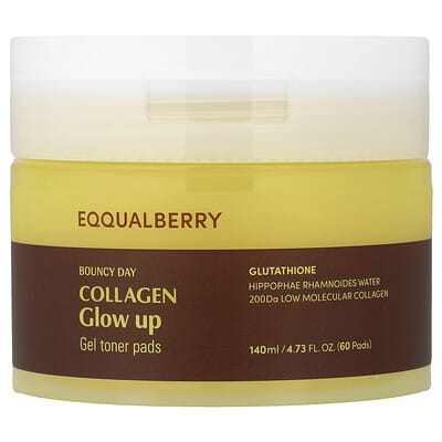 Bouncy Day, Collagen Glow Up, Gel Toner Pads, 60 Pads