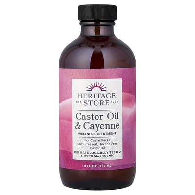 Масло касторовое и кайенский перец, оздоровительное средство, 8 fl oz (237 ml)