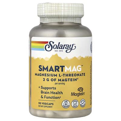 Магний L-треонат SmartMag™ Solaray, 90 веганских капсул (48 mg на капсулу)
