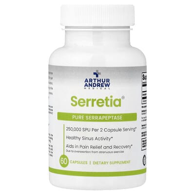 Serretia®, Pure Serrapeptase, 60 капсул (125,000 SPU на капсулу)