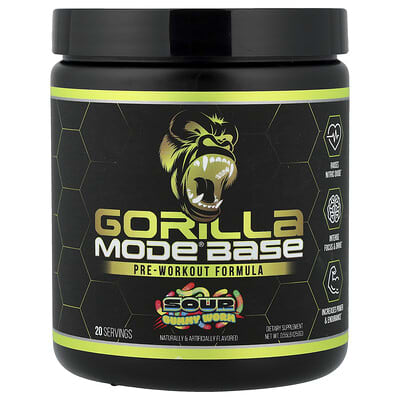 Gorilla Mind Mode® предтренировочная формула Sour Gummy Worm, 0.55 lb (250 g)