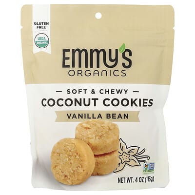 Кокосовое печенье Emmy's Organic Cookies Soft & Chewy, Vanilla Bean, 4 oz (113 g)