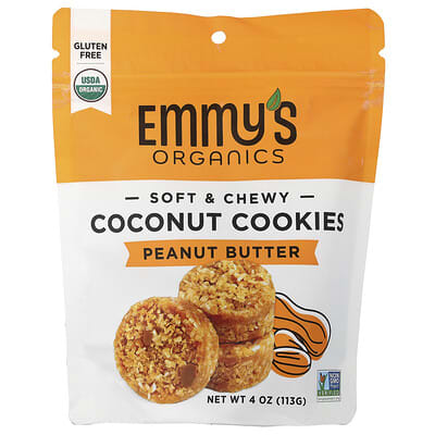 Soft & Chewy Coconut Cookies, Peanut Butter, 4 oz (113 g)