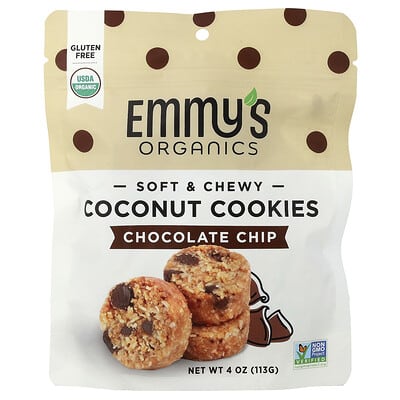 Soft & Chewy Coconut Cookies, Chocolate Chip, 4 oz (113 g)