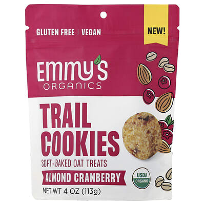 Печенье Emmy's Organic Cookies Trail Cookies, Soft-Baked Oat Treats, Almond Cranberry, 4 oz (113 g)