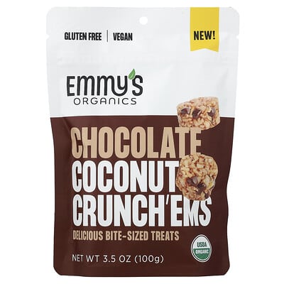 Шоколадное кокосовое печенье Emmy's Organic Cookies, Chocolate Coconut Crunch'ems, 3.5 oz (100 g)