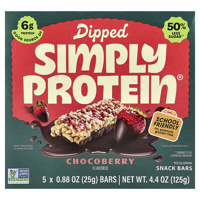 Dipped Snack Bars, Chocoberry, 5 Bars, 0.88 oz (25 g) Each