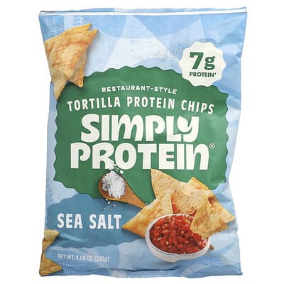 Simply Protein Протеиновые чипсы с морской солью, 4.58 oz (130 g)