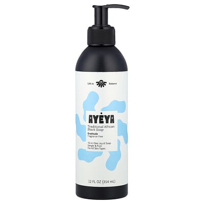 Традиционное африканское черное мыло Ayeya для всех типов кожи без отдушек 12 fl oz (354 ml)