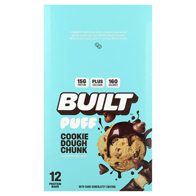 Puff, Protein Bars, Cookie Dough Chunk, 12 Bars, 1.55 oz (44 g) Each