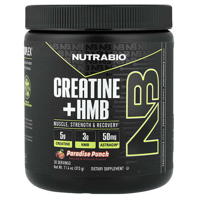 NutraBio Creatine + HMB Paradise Punch, 11.4 oz (313 g)