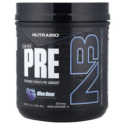 PRE-Workout, Stim Free, Blue Razz, 1.34 lb (609 g)