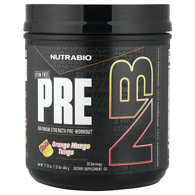 PRE-Workout, Stim Free, Orange Mango Tango, 1.33 lb (604 g)