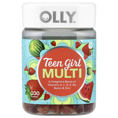 Мультивитамины OLLY Teen Girl Multi Gummies, Berry Melon Besties, 100 Gummies