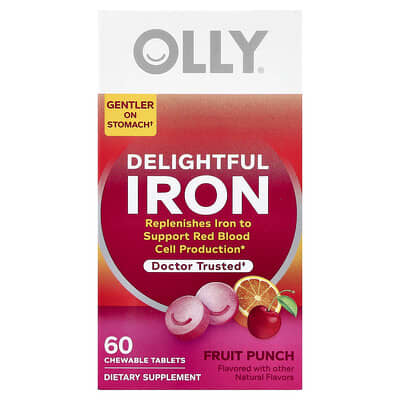 Delightful Iron, Ages 4+, Fruit Punch, 60 Chewable Tablets