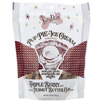 Pup-Pie® & Ice Cream лакомство для собак, Triple Berry Slice с арахисовой пастой, 5 oz (142 g)