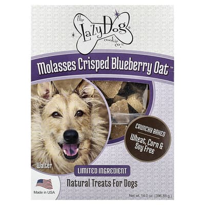 Lazy Dog Cookie натуральное лакомство для собак, черника и овес, 14 oz