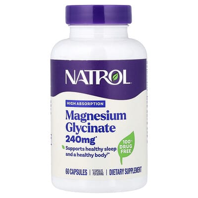 Магний глицинат Natrol High Absorption, 60 Capsules (120 mg per Capsule)
