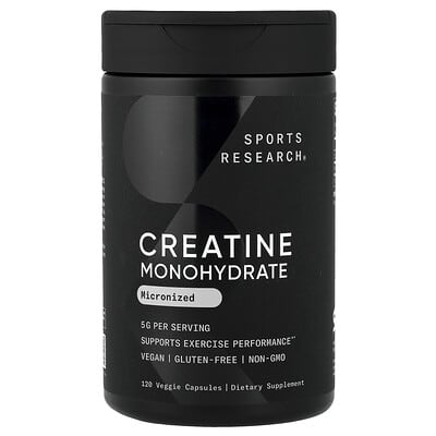 Creatine Monohydrate, Micronized, 120 Veggie Capsules (1.25 g per Capsule)