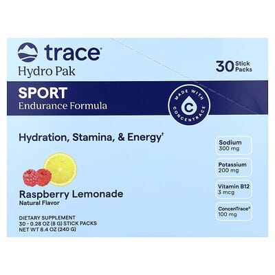 Спортивный напиток Hydro Pak Sport, малиновый лимонад, 30 стиков по 0.28 oz (8 g)