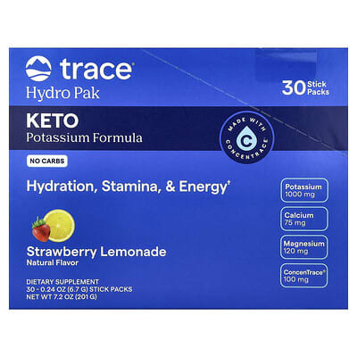 Hydro Pak Keto, клубнично-лимонный лимонад, 30 стиков по 0.24 oz (6.7 g)