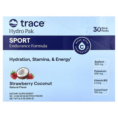 Trace Hydro Pak Sport, Клубника-кокос, 30 стик-паков, 0.28 oz (8 g) каждый