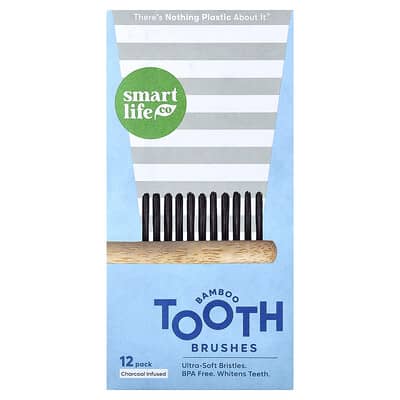 Bamboo Toothbrushes, Charcoal Infused, 12 Pack