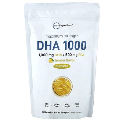 DHA 1000, Lemon, 200 кишечнорастворимых мягких капсул