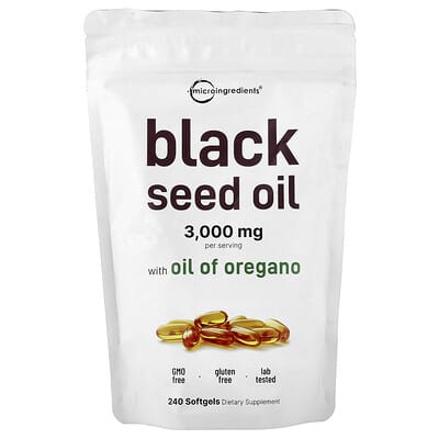 Micro Ingredients масло черного тмина с маслом орегано, 240 мягких капсул