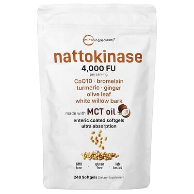 Micro Ingredients Наттокиназа, 240 мягких капсул