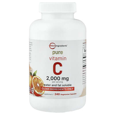 Micro Ingredients Чистый витамин C, 240 вегетарианских капсул