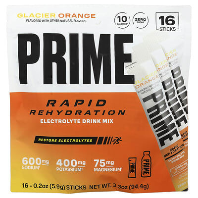 Rapid Rehydration, Electrolyte Drink Mix, Glacier Orange, 16 Sticks, 0.2 oz (5.9 g) Each