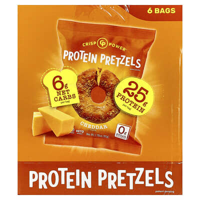 Protein Pretzels Cheddar 6 Bags 1.75 oz (50 g) Each крендельки протеиновые