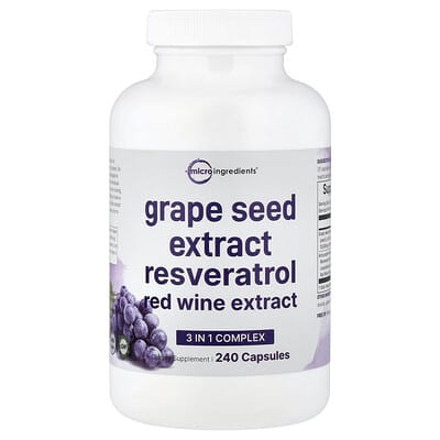 Micro Ingredients экстракт виноградных косточек и ресвератрола 240 капсул