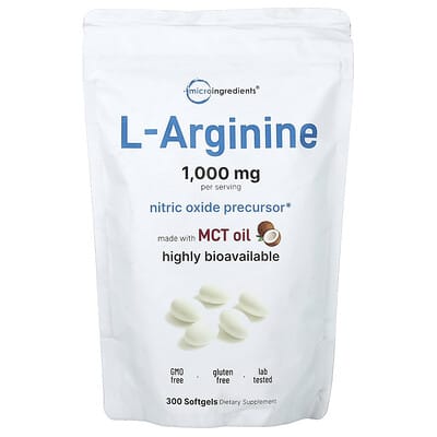 L-Arginine, 300 мягких капсул (250 mg на капсулу)