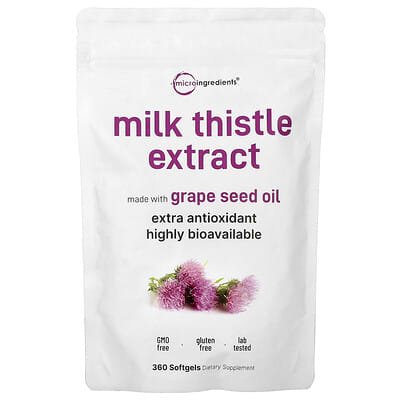 Micro Ingredients Milk Thistle Extract, 360 мягких капсул (100 mg per Softgel)