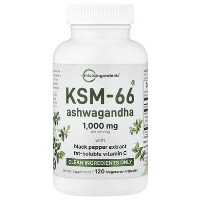 Micro Ingredients KSM-66® Ashwagandha, 120 вегетарианских капсул