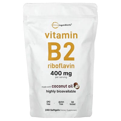 Micro Ingredients витамин B2 рибофлавин, 240 мягких капсул (200 mg на капсулу)