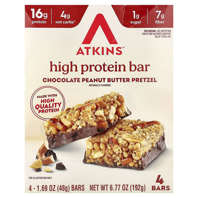 Протеиновый батончик Atkins Chocolate Peanut Butter Pretzel, 4 шт. по 1.69 oz (48 g)