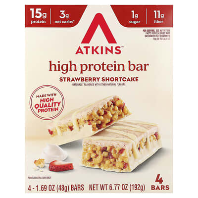 Протеиновый батончик Atkins Strawberry Shortcake, 4 шт., 1.69 oz (48 g) каждый