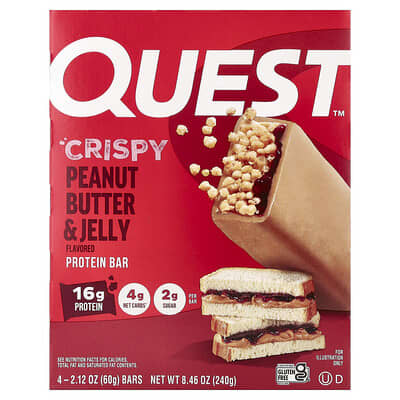 Протеиновый батончик Quest Nutrition Crispy Peanut Butter & Jelly, 4 шт. по 2.12 oz (60 g)